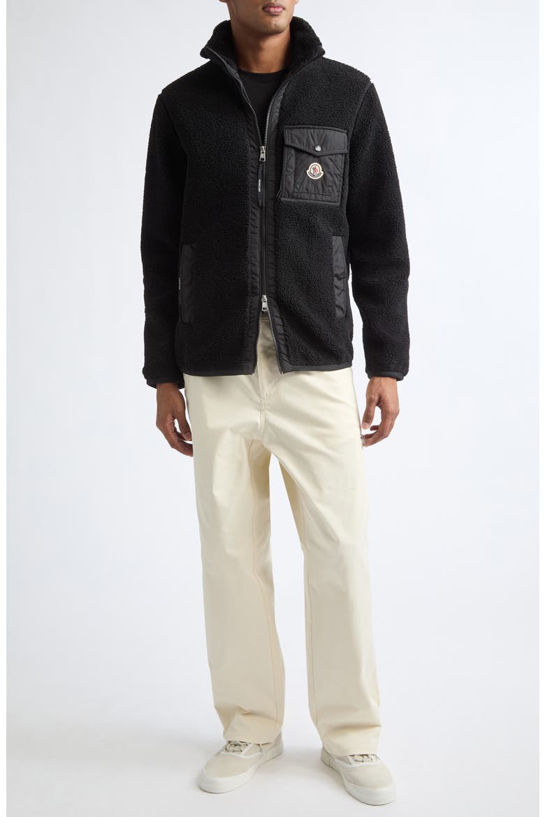 Zip Front Fleece Cardigan, Alternate, color, BLACK