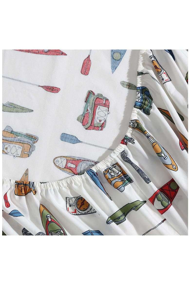 Kayak Adventure Twin Cotton Percale Sheet Set, Alternate, color, RED