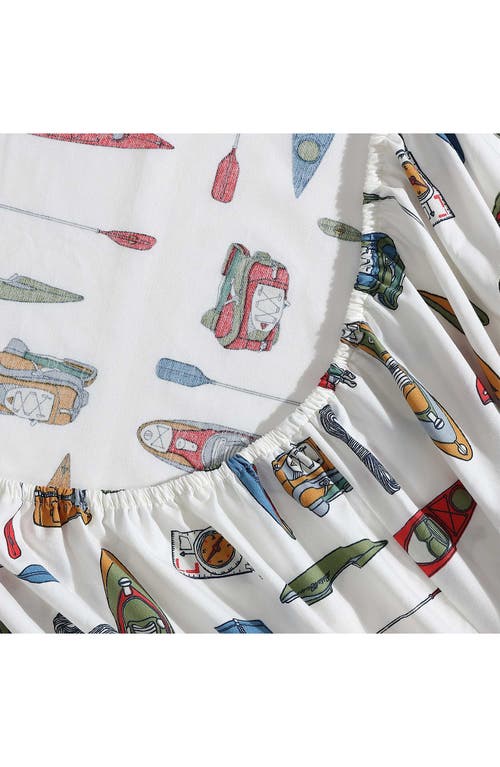 Eddie Bauer Kayak Adventure Twin Cotton Percale Sheet Set In Red