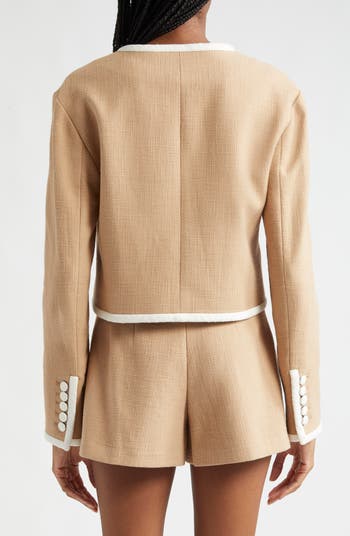 Beale Contrast Detail Cotton Blend Tweed Jacket