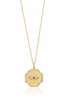 GLAZE JEWELRY Gold Vermeil CZ Evil Eye Pendant Necklace