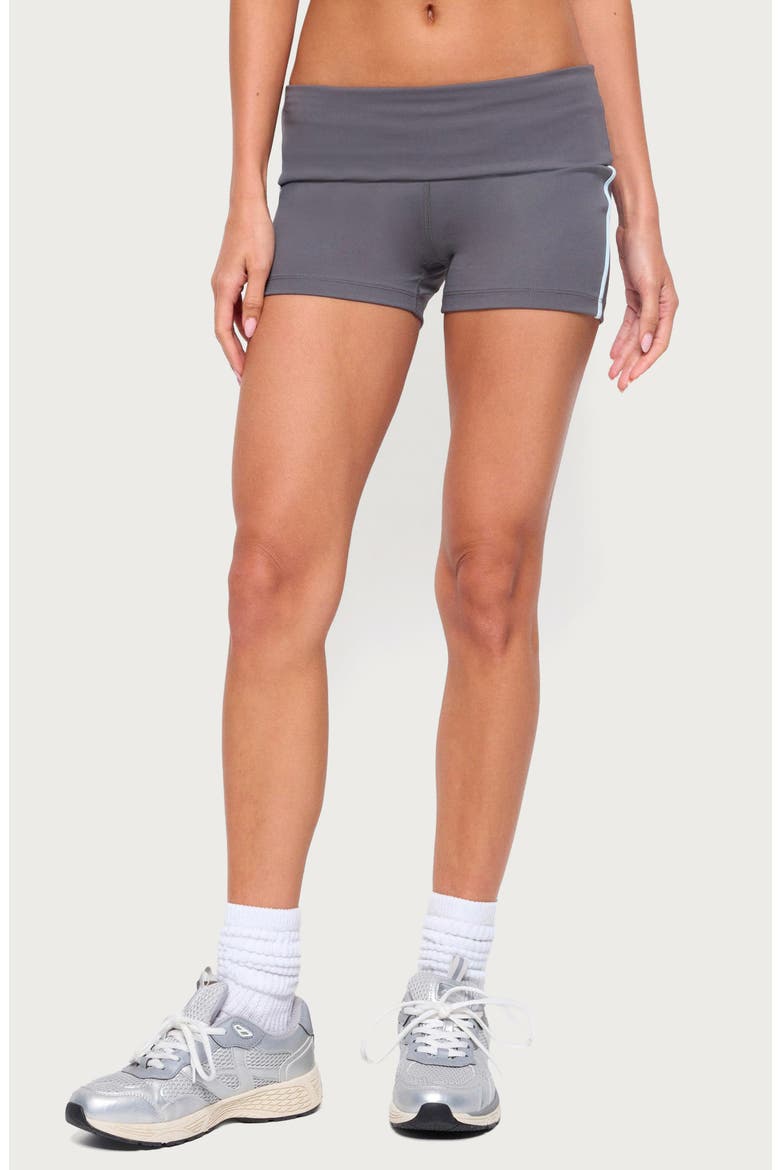 Ambar Contrast Stripe Foldover Shorts, Main, color, CHARCOAL