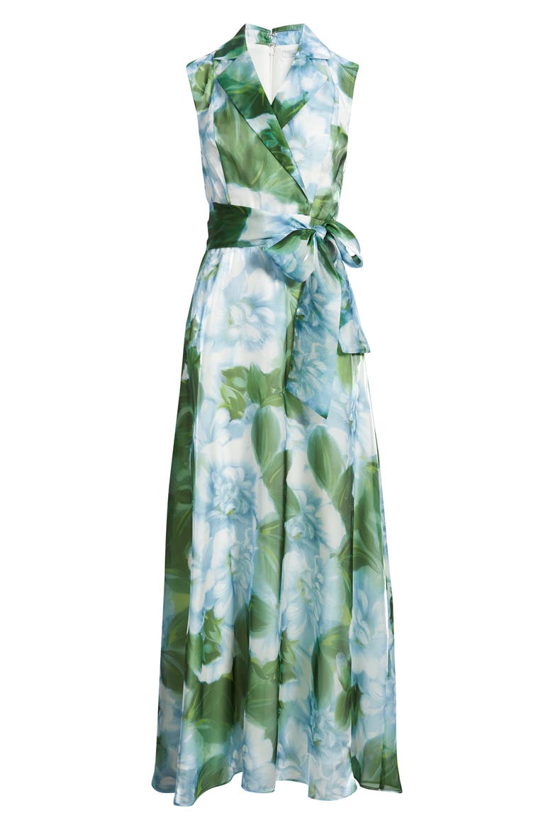 Tie Waist Sleeveless Gown, Alternate, color, GREEN MULTI