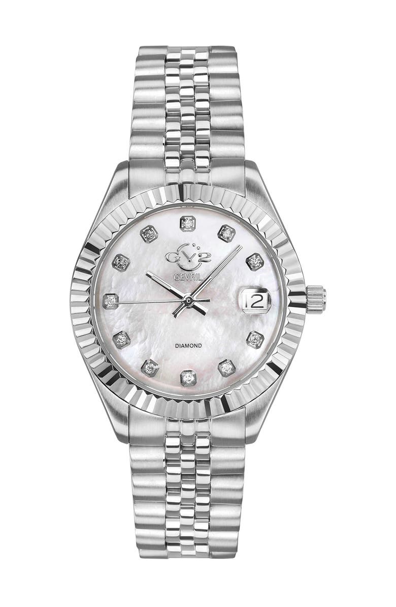 GV2 Naples White Dial Steel Diamond Watch, 34mm - 0.146 ctw, Main, color, Silver