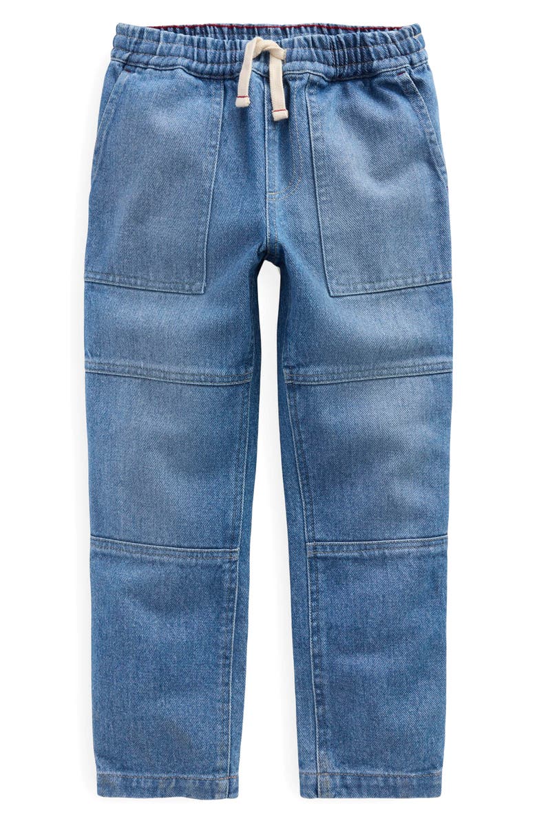 Mini Boden Kids' Warrior Knee Denim Jeans, Main, color, Mid Blue Wash