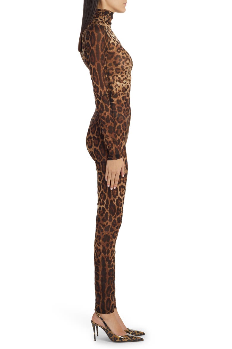 Kim Leopard Print Silk Stretch Chiffon Catsuit, Alternate, color, LIGHT BROWN PRINT