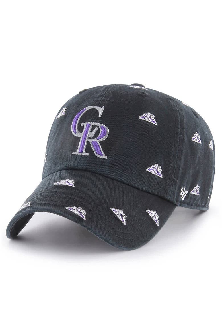 Women's '47 Black Colorado Rockies Confetti Clean Up Adjustable Hat, Main, color, Black