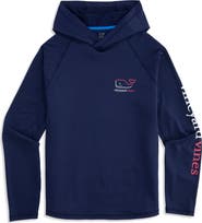 vineyard vines Burgee Whale Hooded Long Sleeve Performance T-Shirt