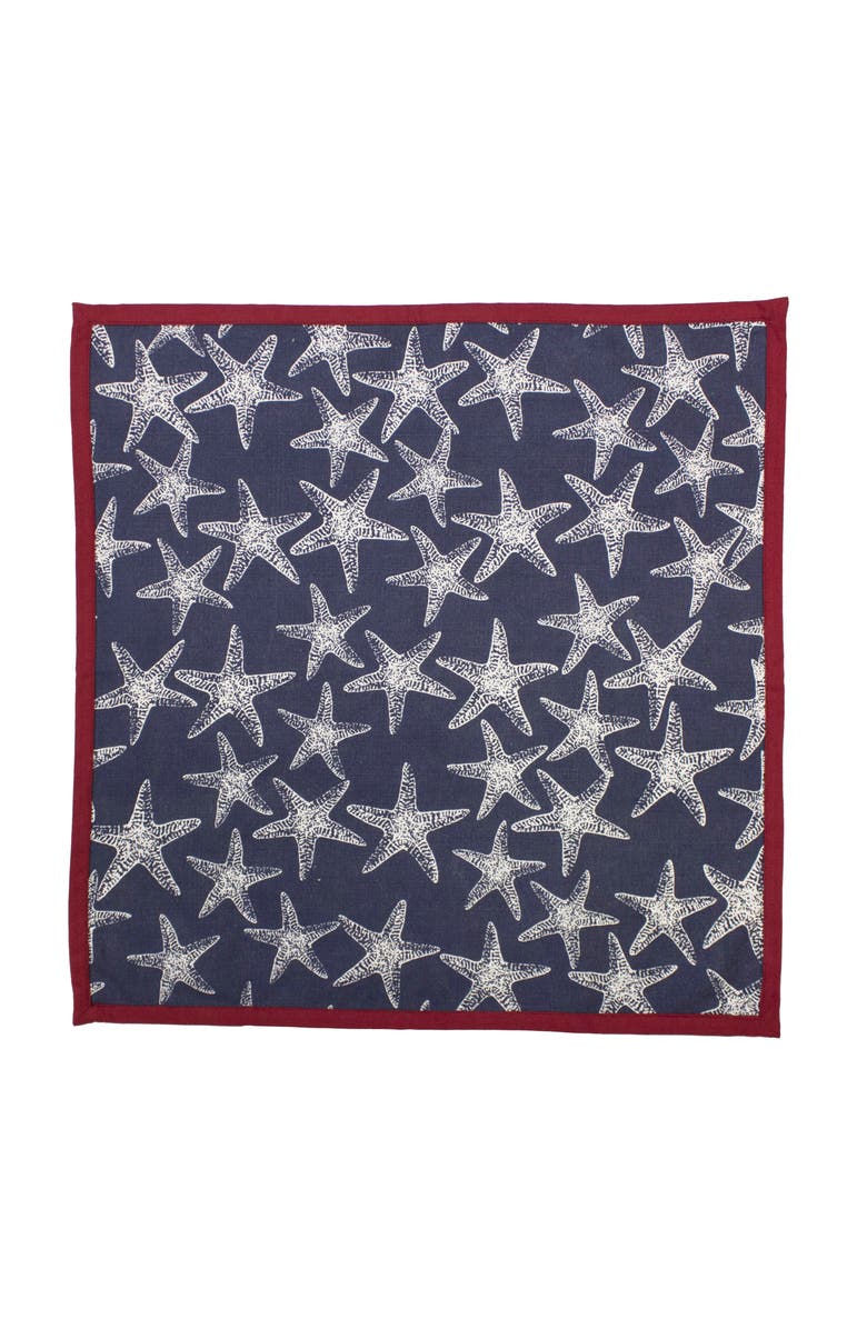 Beachcombers Patriotic Red White And Blue 4th of July Starfish Napkins Set of 2, Main, color, Blue
