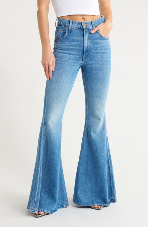 The Dollop Heel Flared Wide Leg Jeans (Dine 'N Dash)