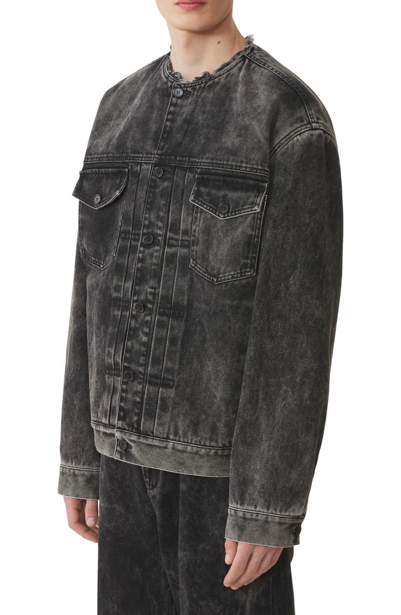Lanvin Loose Fit Washed Denim Jacket, Alternate, color, Noir