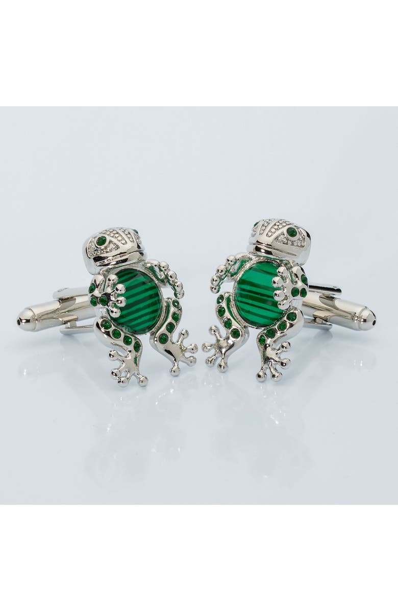 Prince of Scots Emerald Frog Prince Crystal Cufflinks, Alternate, color, Green
