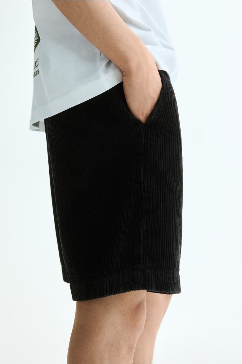 Loose-fit Corduroy Shorts, Alternate, color, Black
