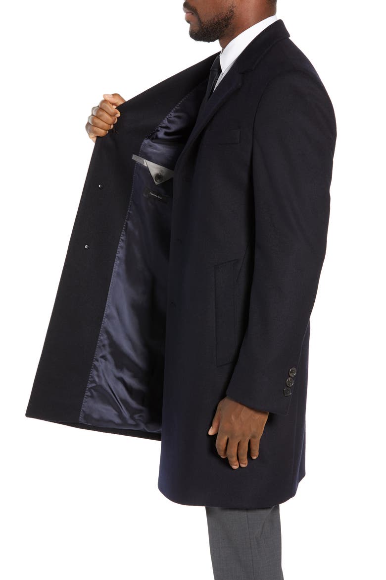 Nye Regular Fit Solid Wool & Cashmere Topcoat, Alternate, color, DARK BLUE