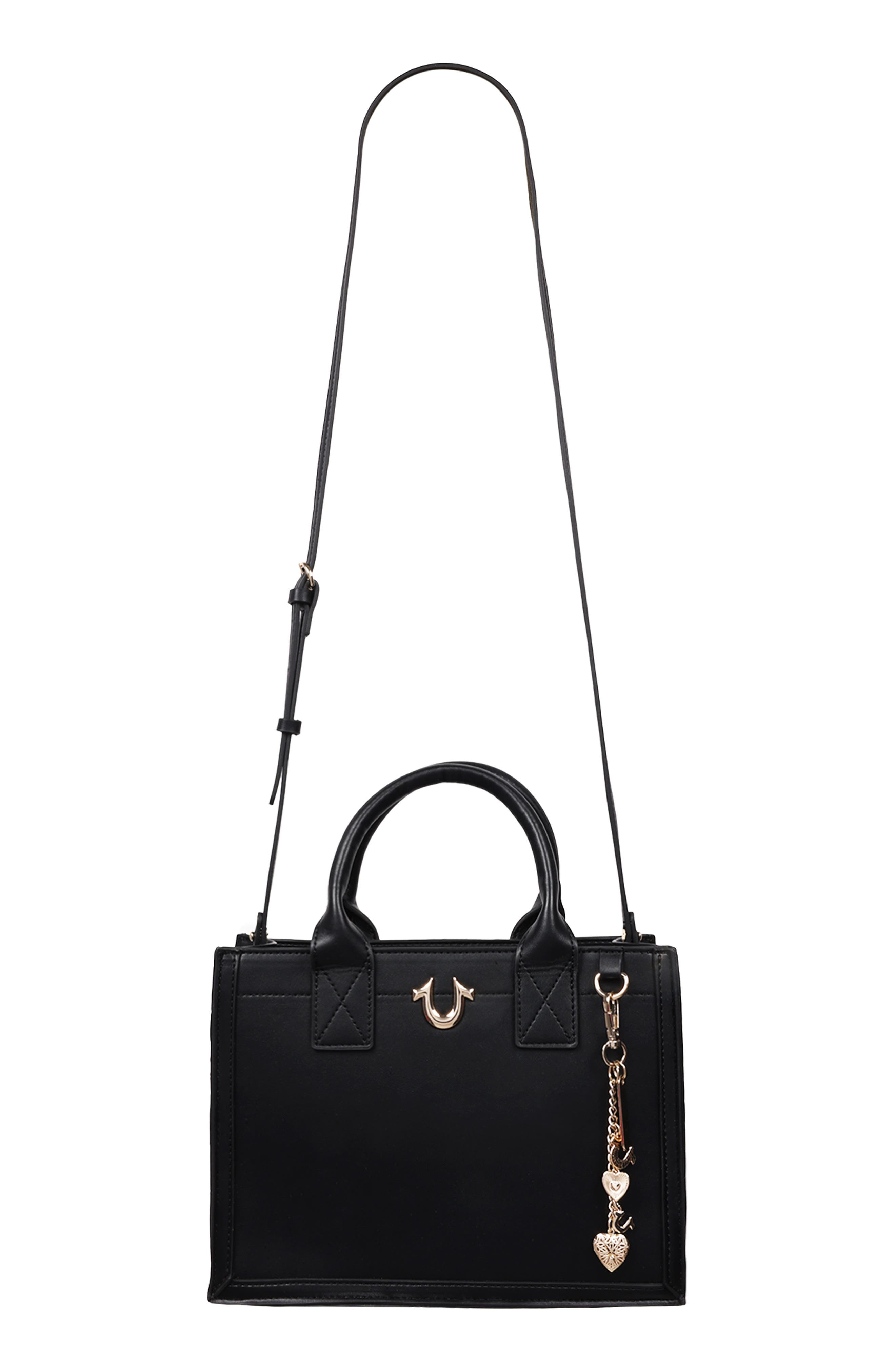 True Religion Modern Edge Charm Tote, Alternate, color, Black