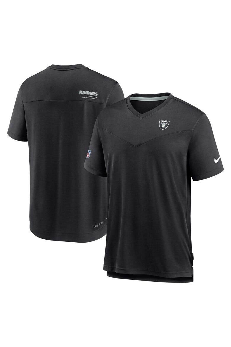 Men's Nike Black Las Vegas Raiders Sideline Coach Chevron Lock Up Logo V-Neck Performance T-Shirt, Main, color, Black