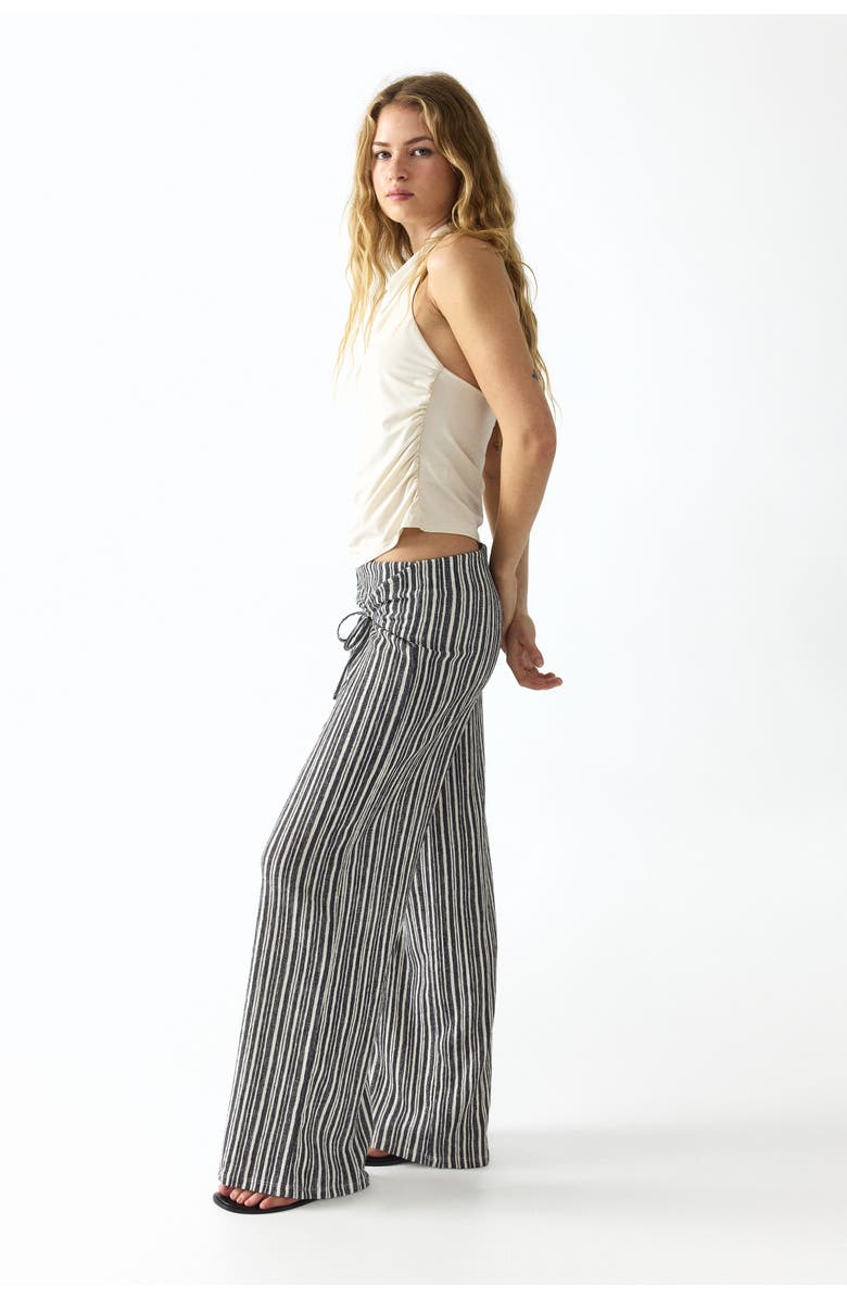 H&M Tie-detail jersey pants, Main, color, Cream/Striped