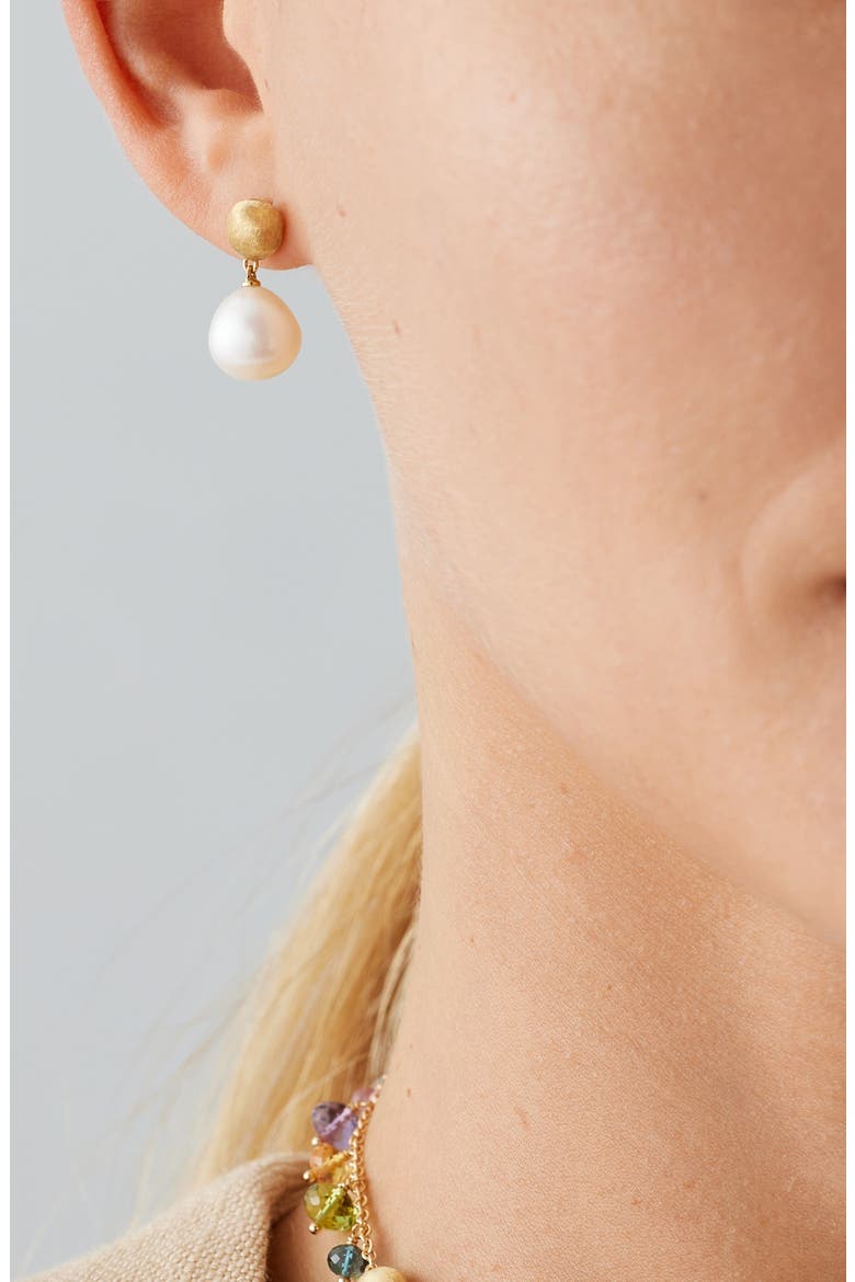 Africa 18K Yellow Gold & Pearl Small Drop Earrings, Alternate, color, GOLD