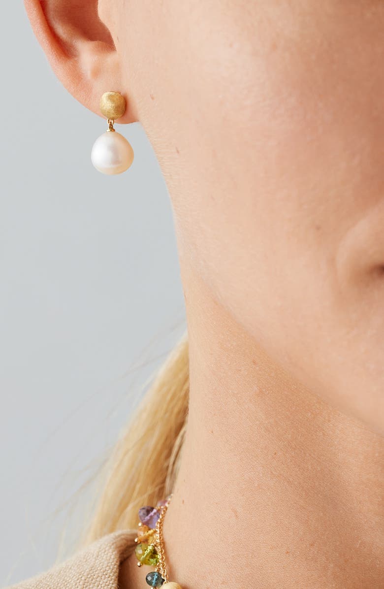 Marco Bicego Africa 18K Yellow Gold & Pearl Small Drop Earrings, Alternate, color,