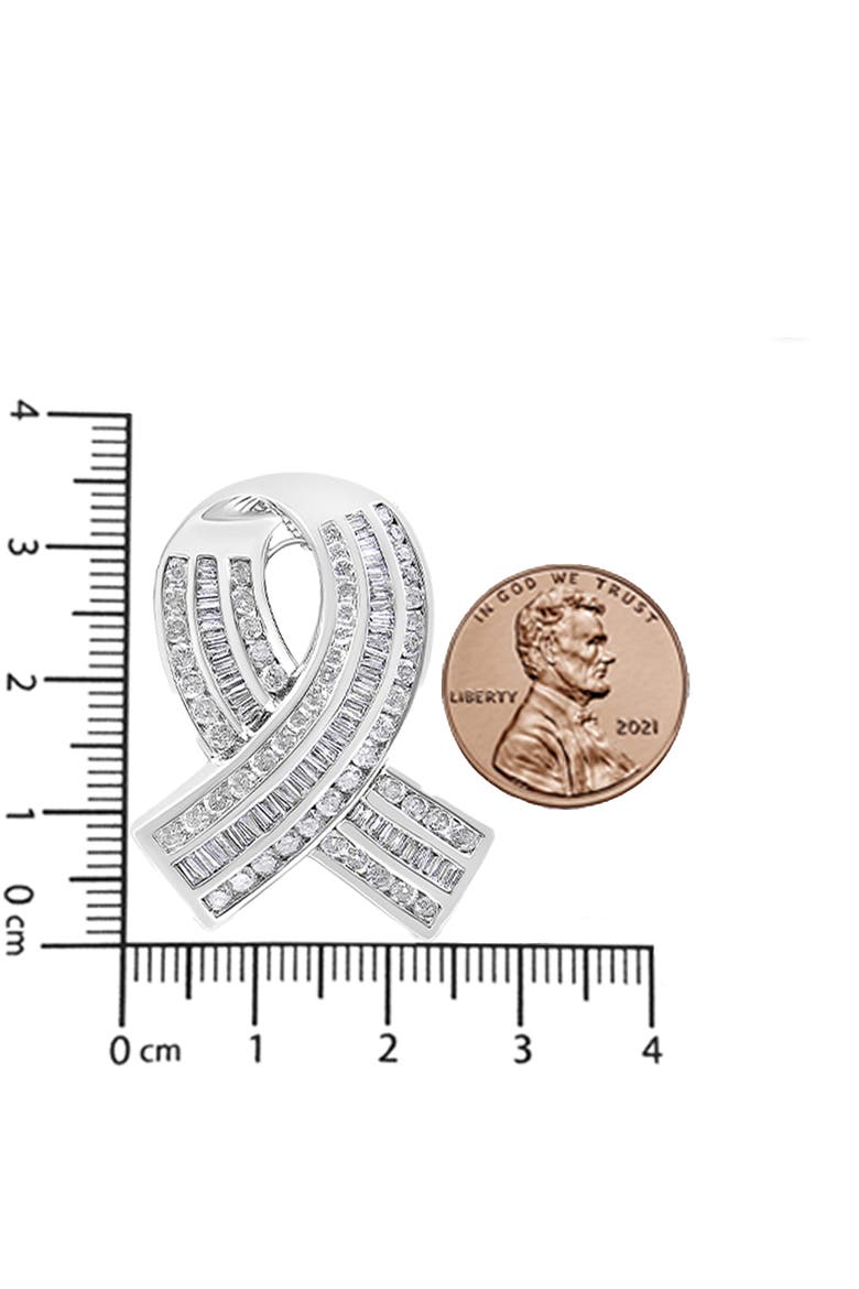 14K White Gold 2 5/8 Cttw Diamond Awareness Ribbon Pendant - Chain Not Included, Alternate, color, White