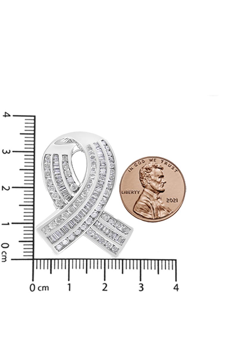 Haus of Brilliance 14K White Gold 2 5/8 Cttw Diamond Awareness Ribbon Pendant - Chain Not Included, Alternate, color, White