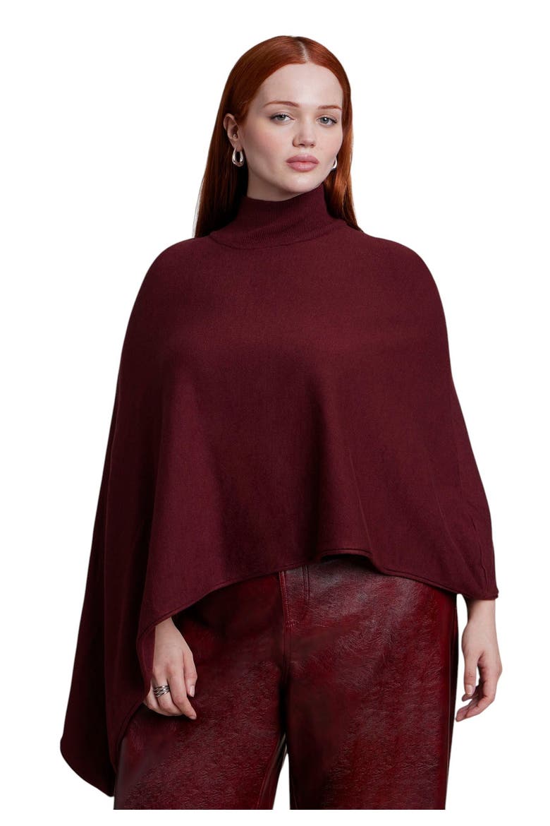 Asymmetric Turtleneck Cape (plus), Main, color, DARK CABERNET