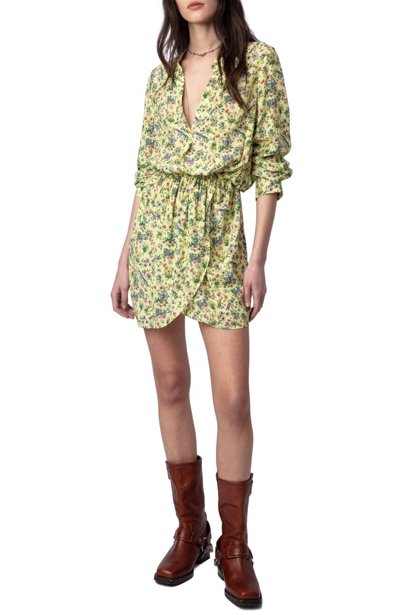 Zadig & Voltaire Rinka Floral Long Sleeve Dress, Alternate, color, 