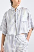 Derek Lam 10 Crosby Ember Crop Stripe Button-Up Shirt