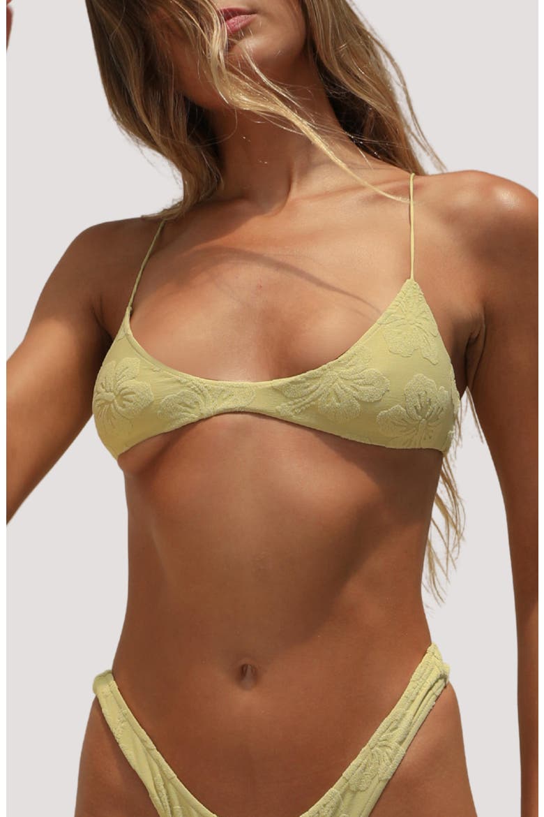 Ines Tie Back Swim Top, Main, color, SOFT SAGE HIBISCUS TOWELING