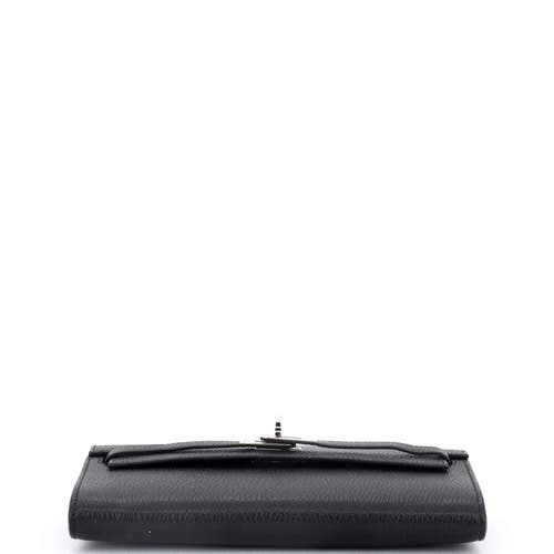 Pre-owned Hermes Hermes Kelly To Go Wallet Chevre Mysore In Black