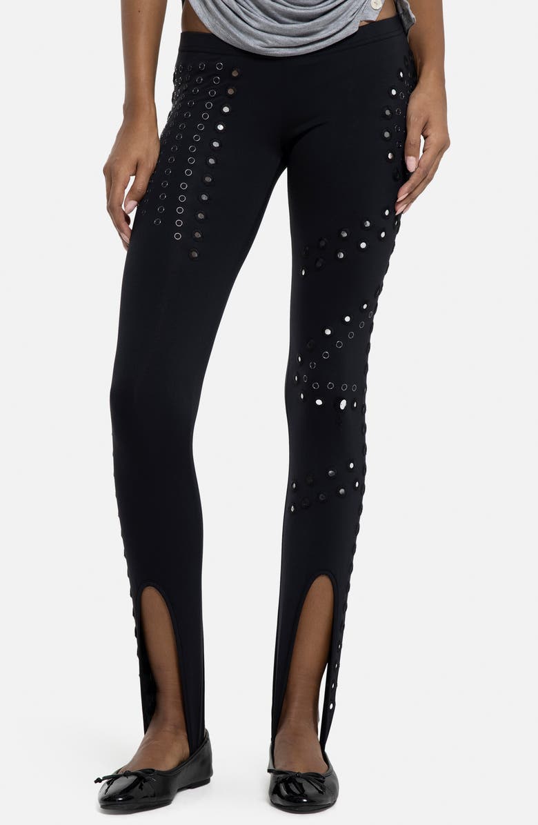 JADED LONDON Mirror Eyelet Stirrup Pants, Main, color, Black