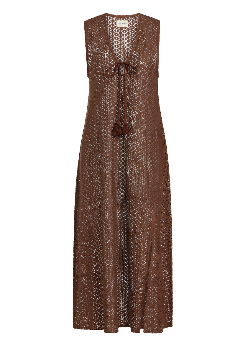 Sorrento Crochet Cover-up, Alternate, color, Brown