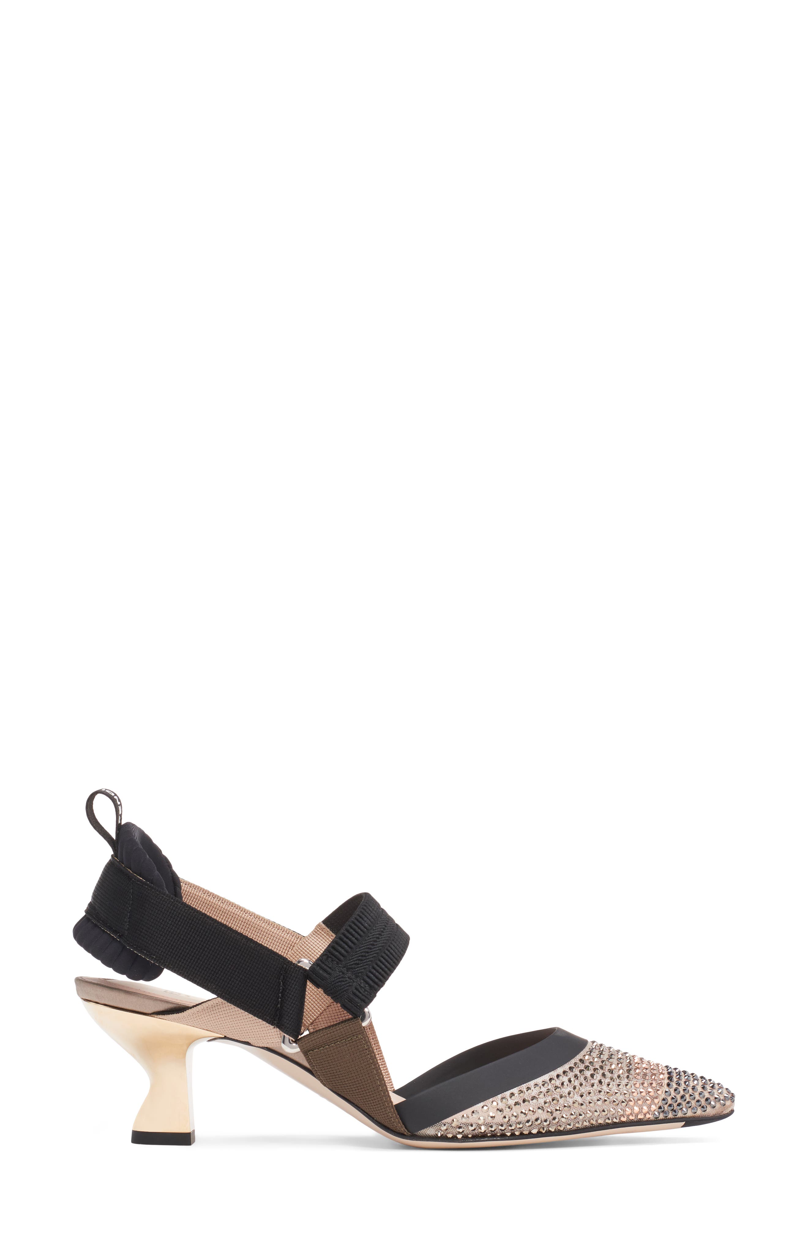 Fendi Colibri Strass Embellished Pointed Toe Slingback Pump, Alternate, color, 
