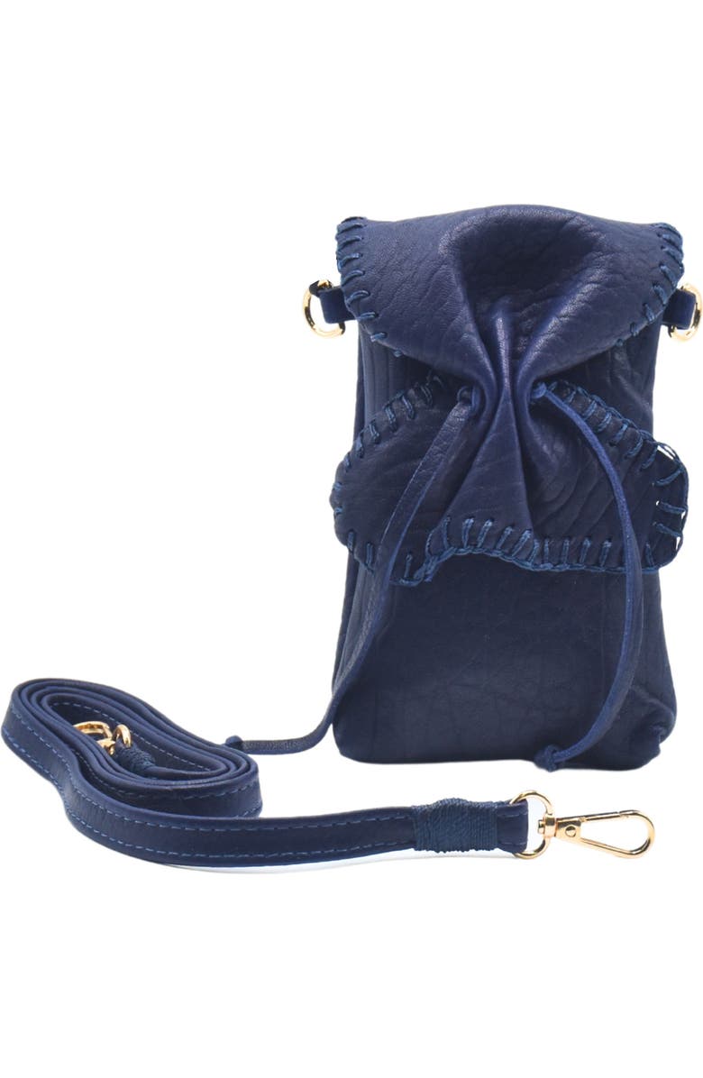 Carlos Falchi Cell Phone Butterly Lambskin Leather Bag, Main, color, Navy