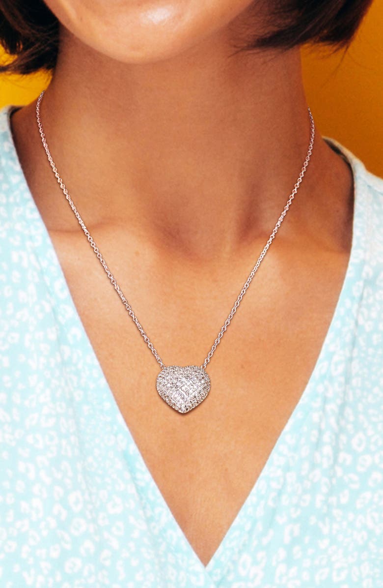 DELMAR Cluster Diamond Heart Pendant Necklace - 0.98ct., Alternate, color, Silver