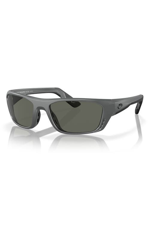 Costa Del Mar 57mm Polarized Rectangular Sunglasses In Matte Gray/gray 580g