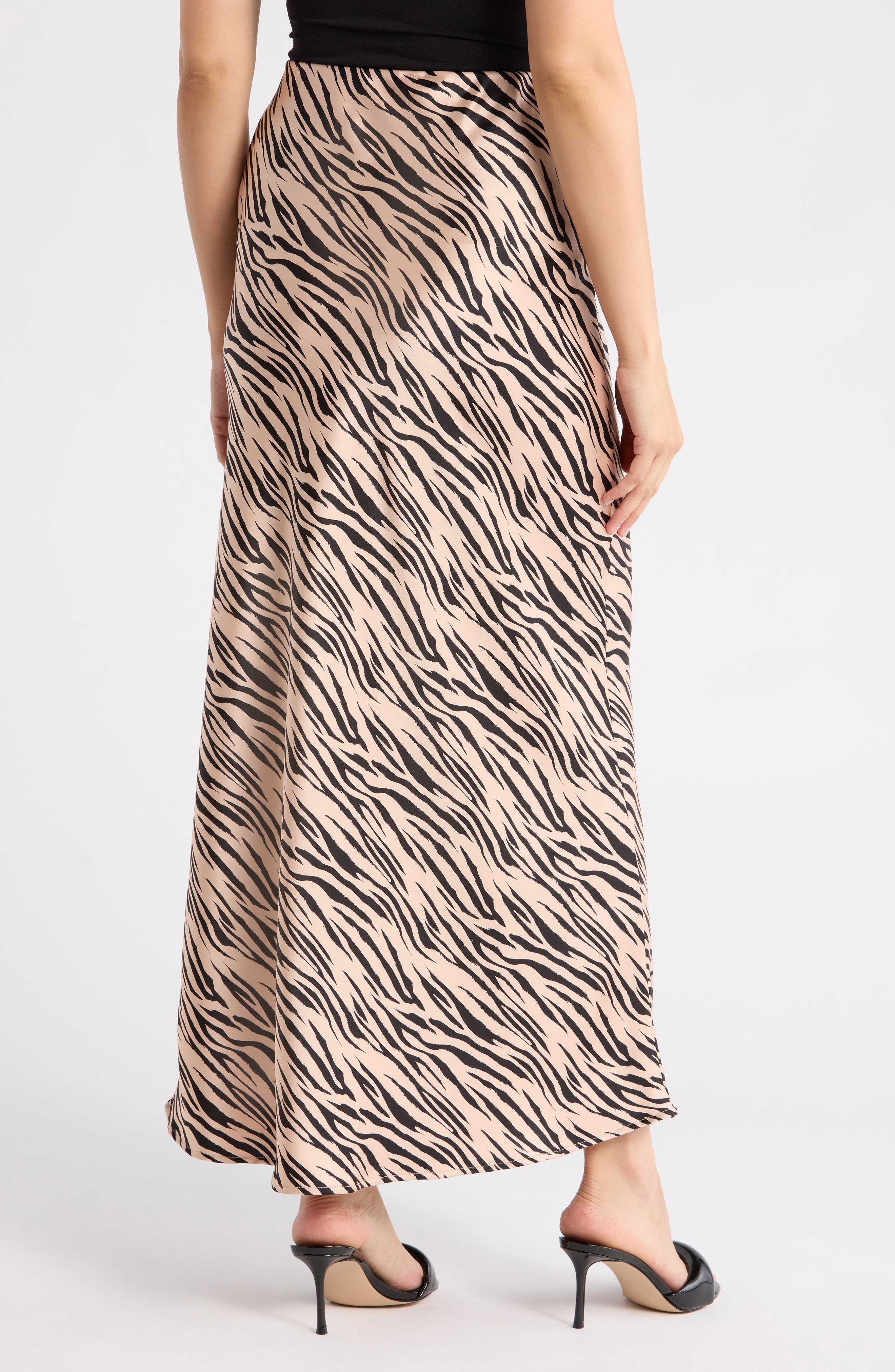Zebra Print Satin Maxi Skirt - image 4