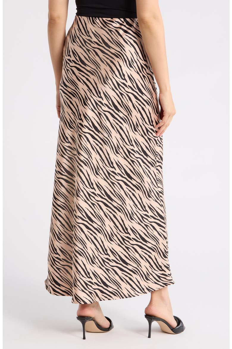 Zebra Print Satin Maxi Skirt, Alternate, color, TAUPE