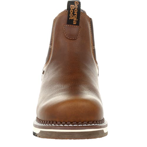 Georgia Boot Padded Amp Lt Wedge Chelsea Work Boot In Brown
