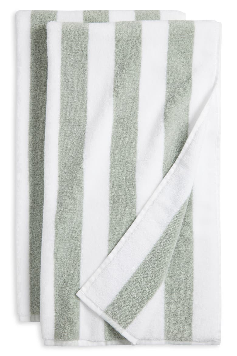 Hydrocotton Stripe Set of 2 Bath Towels, Main, color, GREEN MIRROR MULTI