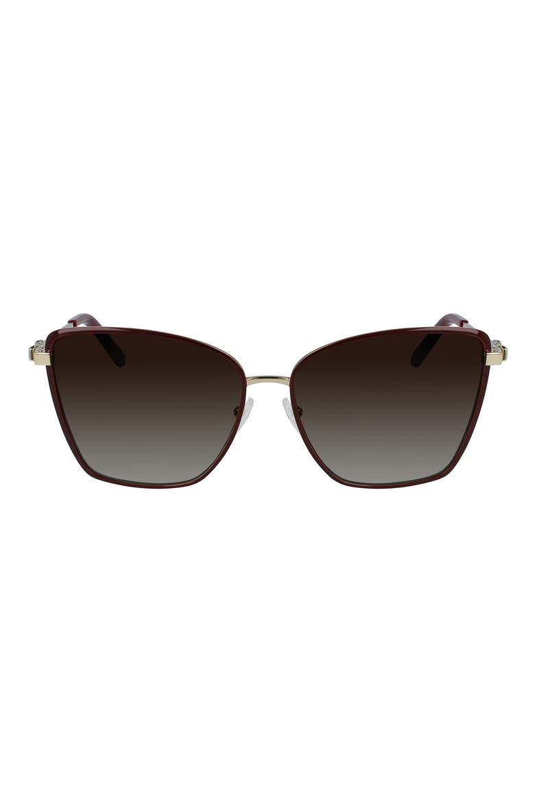 Vara 59mm Rectangular Sunglasses, Main, color, GOLD/ BURGUNDY
