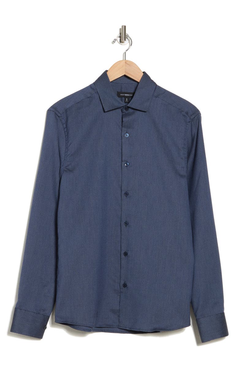 WESTZEROONE Silas Long Sleeve Button-Up Shirt, Alternate, color, Navy