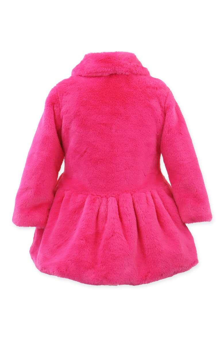 Faux Fur Bow Princess Coat, Alternate, color, HOT PINK PUFF