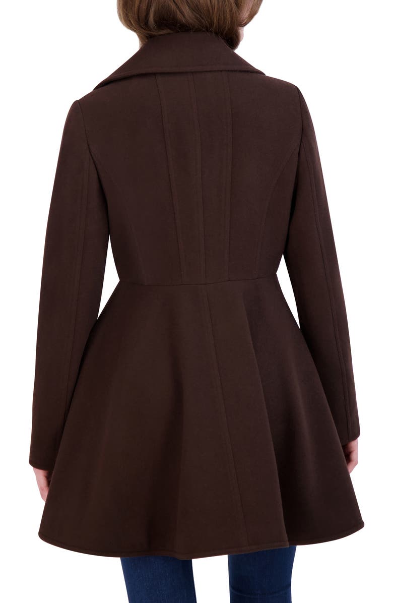 Laundry by Shelli Segal Double Breasted Fit & Flare Wool Blend Coat, Alternate, color, Chocolate