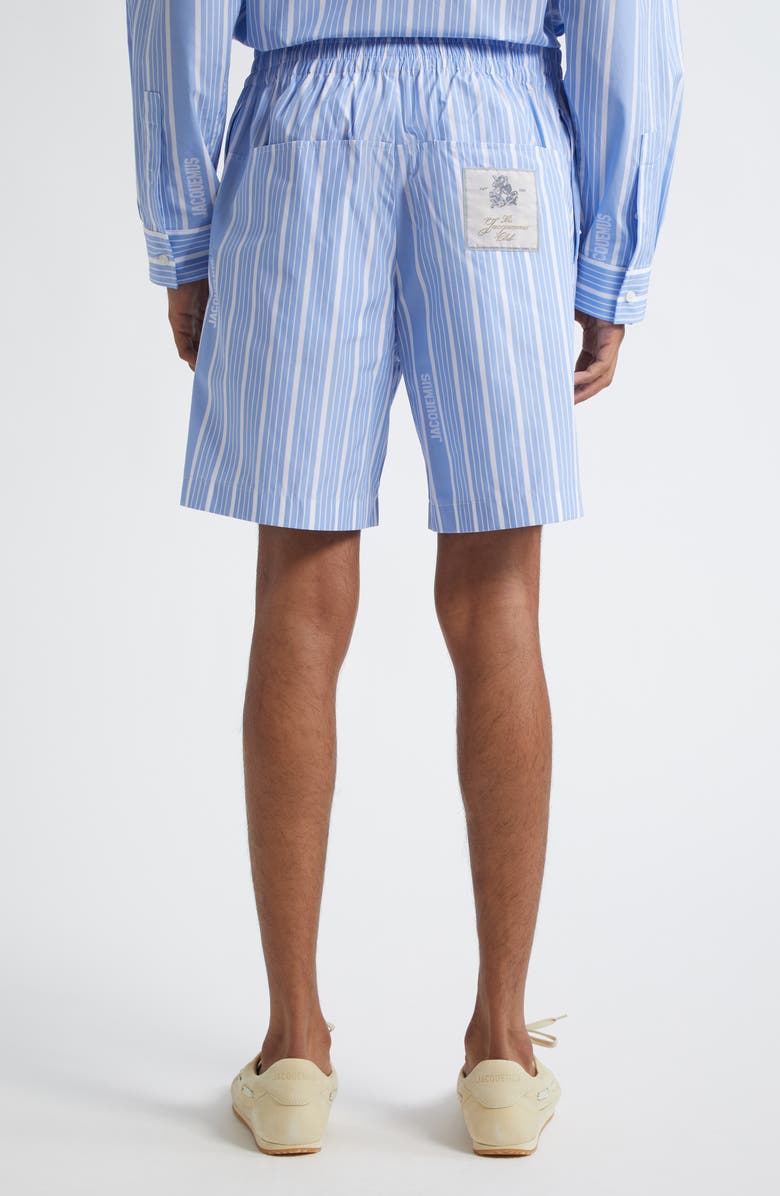 Jacquemus Le Short Aloe Stripe Shorts, Alternate, color, Blue