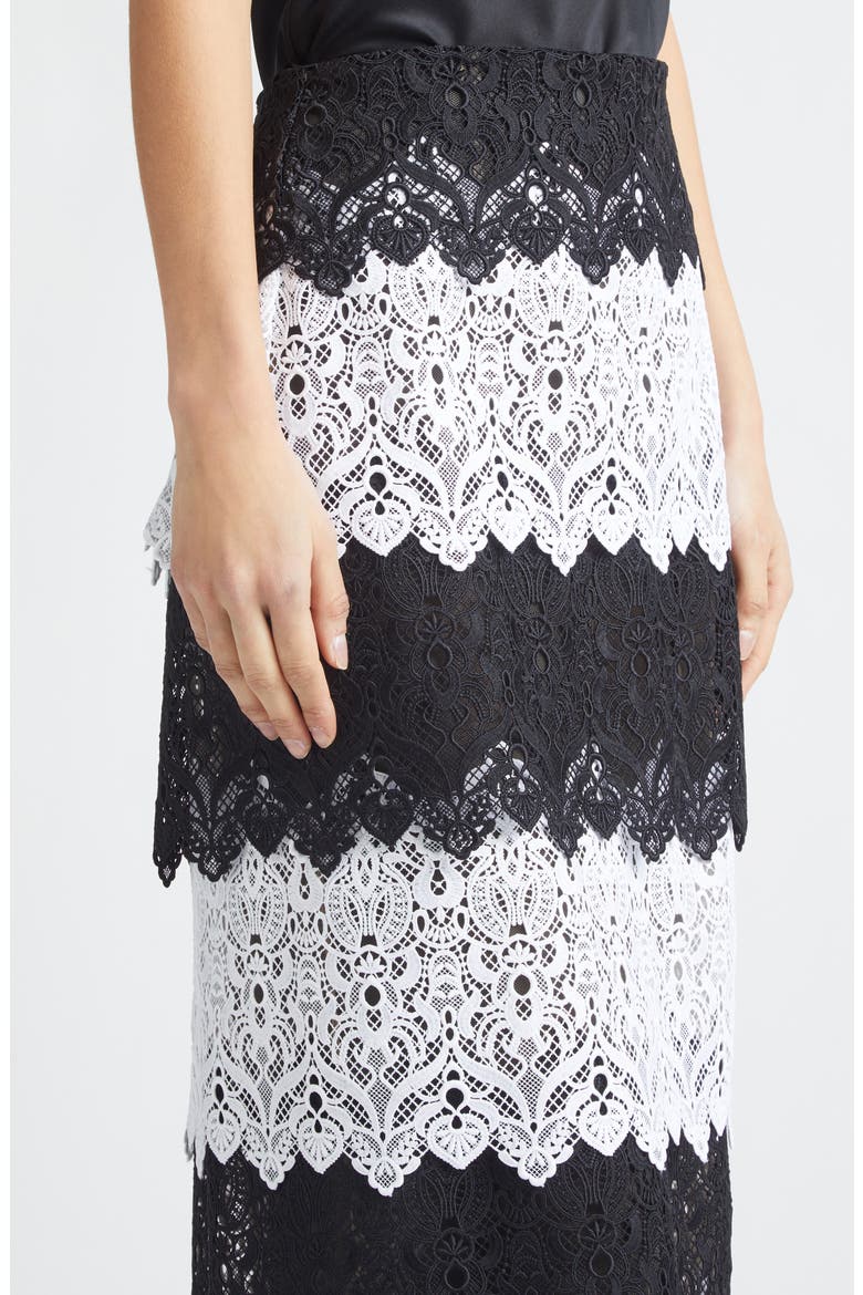 Layered Lace Pencil Skirt, Alternate, color, BLACK/ WHITE