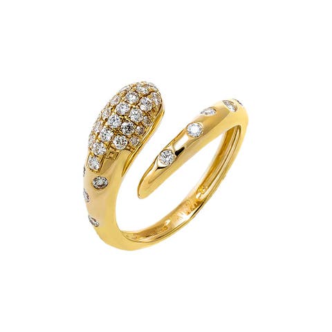 Pave Diamond Snake Wrap Ring 14K