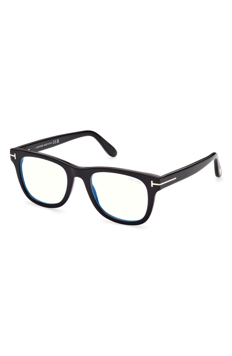 TOM FORD 50mm Square Optical Frames, Alternate, color, Shiny Black