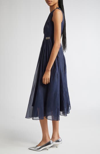 Max Mara Wally Pleated Silk Blend Organza Dress | Nordstrom
