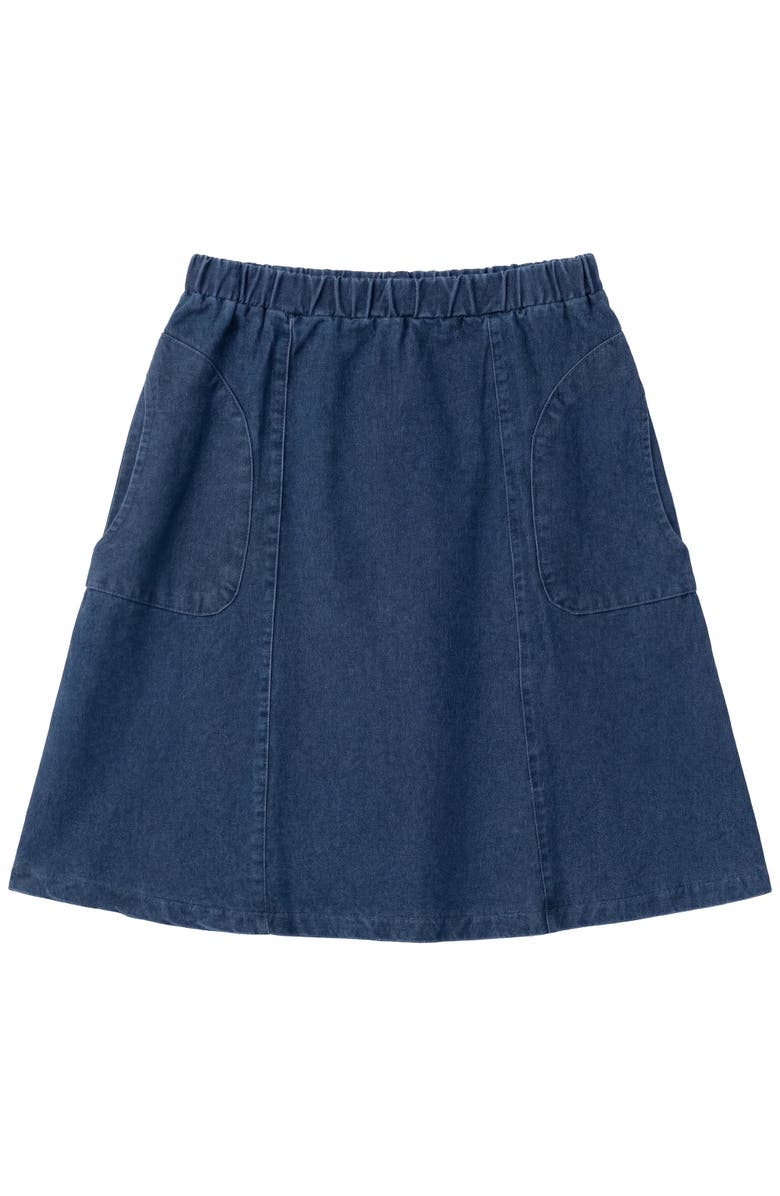 So What Colored Denim Elastic Waist Patch Pocket Skirt, Main, color, Light Denim